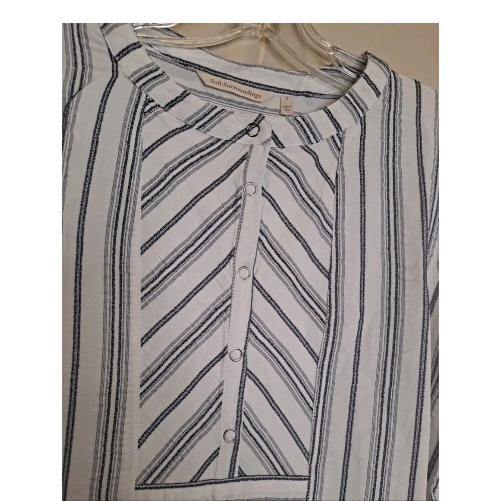 Soft Surroundings Belinda Striped Tunic Top Snap Front Shirt S NWT - Picture 4 of 9
